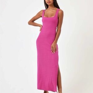 L*Space Mara Ribbed Maxi Dress in Guava Pink NWT size Small